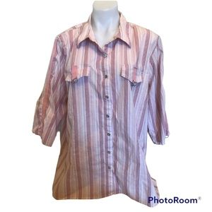 𝅺Penningtons Striped Pink Top size 22